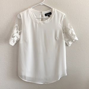 Lulus White Lace Sleeve Blouse
